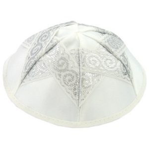 כיפה סטן 19 סמ מגן דוד כסף עיגולים בסרט