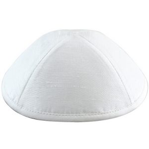 כיפה משי לבן 20 סמ עם מקום לסיכה
