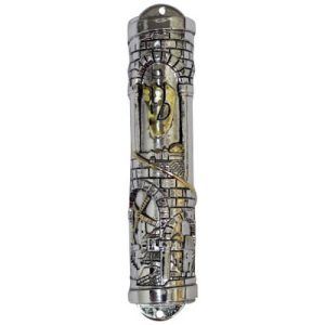 מזוזה פוליריזן 12 סמ כסף וזהב קשת ירושלים 65