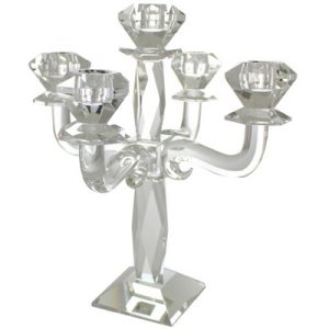 פמוטי קריסטל חמישייה מהודרים 30 ס"מ