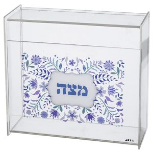 כלי למצה מפרספקס שקוף עם עיטור 21X23 ס"מ