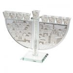 חנוכיה קריסטל מהודרת עם פלקטה ירושלים 29*21 ס"מ