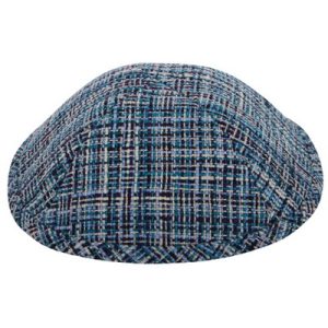 כיפה בד מיוחדת 19 ס"מ פסים תכלת בורדו סגולים