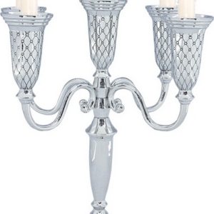 חמישיה פמוטים מהודרים דגם "מעויינים" צבע כסף גימור ניקל 27 ס"מ