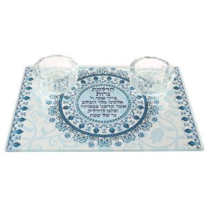 מגש עם בתי נר זכוכית