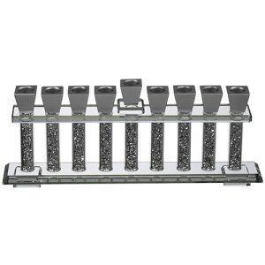חנוכיה קריסטל מהודרת קנים כסף 33X13 ס"מ