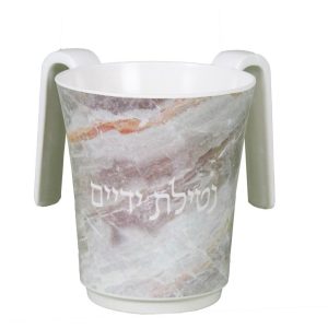 נטלה מלמין עם הדפסה צבעונית "שיש" גווני אפור בהיר וקרם 14 ס"מ