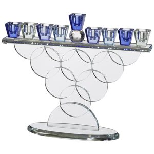 חנוכיית קריסטל מפוארת צבעונית 23X28 ס"מ