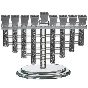 חנוכיה קריסטל מהודרת כסף 26X22 ס"מ