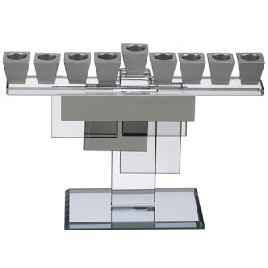 חנוכיה קריסטל מהודרת כסף 28X20 ס"מ