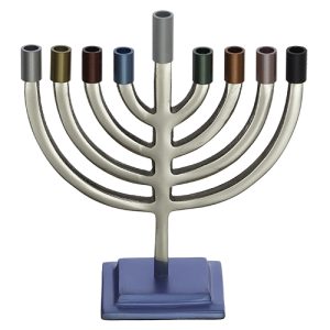 חנוכיה אלומיניום קנים צבעונים 19 סמ