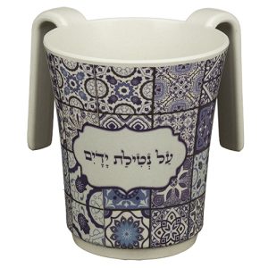 נטלה מלמין עם הדפסה צבעונית גווני כחול גודל 14 ס"מ