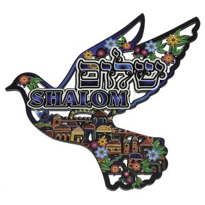 יונת השלום מעץ "פרחוני" 30*32 ס"מ
