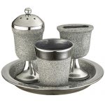 סט הבדלה מאלומיניום 4 חלקים בגוון כסף "נצנצים" 18 ס"מ