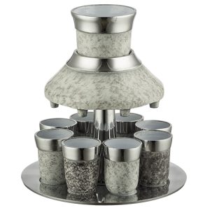 מחלק יין אלומניום מהודר עם 8 כוסיות - שיש 21 ס"מ