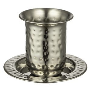 גביע קידוש מהודר מנירוסטה מרוקעת בלי רגל