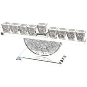 חנוכייה קריסטל מהודרת עם פלקטה דגם עיטורים