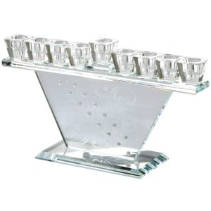 חנוכיית קריסטל מהודרת משובצת באבנים 17 ס"מ