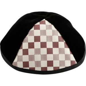 [ כיפת קטיפה שחורה 1/4 משובץ גודל 3 - 19 ס"מ