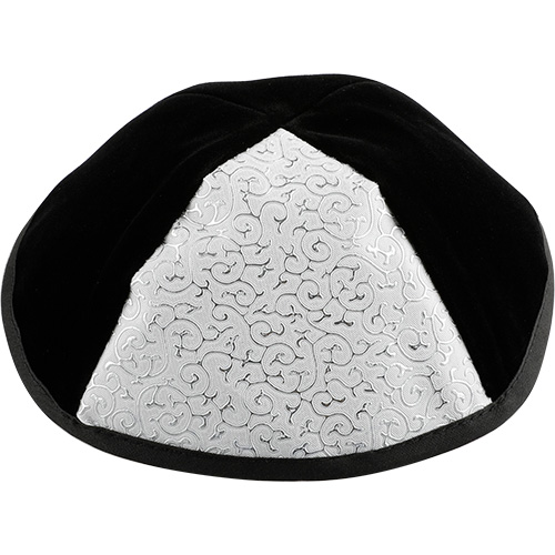 [ כיפת קטיפה שחורה 1/4 לבן גודל 4 - 20 ס"מ