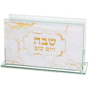 מחזיק גפרורים זכוכית עם הדפסה דגם שיש 6.5*4 ס"מ