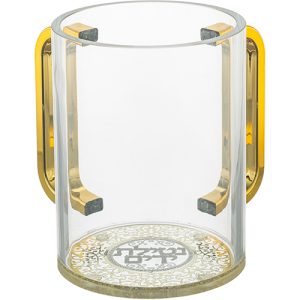 נטלה פרספקס מהודרת שקופה עם פלקטה וידיות זהב 13 סמ