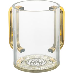 נטלה פרספקס מהודרת שקופה עם פלקטה וידיות זהב 13 סמ