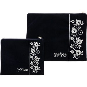 סט טלית תפילין קטיפה עם ריקמה 36x29 ס"מ
