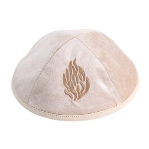 כיפה קטיפה עם ריקמה האש שלי גודל 4 - אופוויט