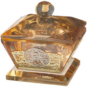 מלחייה קריסטל עם פלקטה חיתוך לייזר ומכסה 46 ס"מ