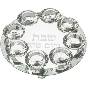 פמוט זכוכית עם 8 פמוטי קריסטל מהודרים 27 ס"מ