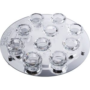 פמוט זכוכית עם 10 פמוטי קריסטל מהודרים 33 ס"מ