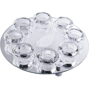 פמוט זכוכית עם 8 פמוטי קריסטל מהודרים - האש שלי 27 ס"מ