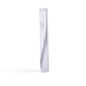 מזוזה פלסטיק שקוף פס כסף מעוגל אלכסוני ש כסף עם חורים 12 ס"מ