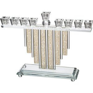 חנוכייה קריסטל מהודרת עם פלקטה 30X26 ס"מ