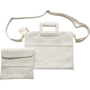 תיק טלית תפילין מהודר דמוי עור לבן 38X31 ס"מ