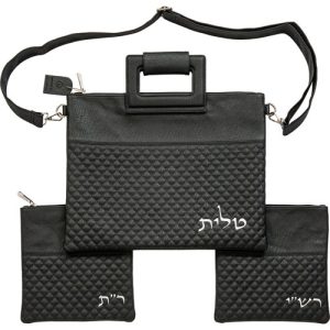 תיק טלית תפילין רש"י פיו שחור משבצות