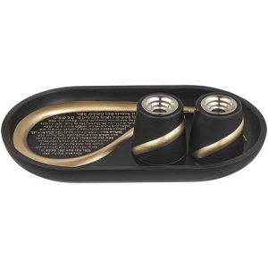 סט פוליריזן מגש להדלקת נרות וזוג פמוטים מהודרים