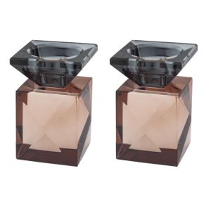 פמוטי קריסטל רוז גולד כחול כהה 9 ס"מ