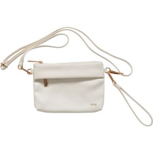 תיק סידור לאישה - לבן עם כיתוב כסף 18X15