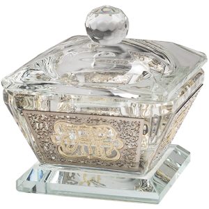 מלחייה קריסטל עם פלקטה חיתוך לייזר ומכסה 46 ס"מ