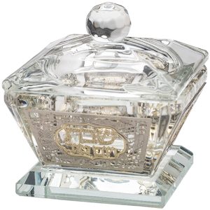 מלחייה קריסטל עם פלקטה חיתוך לייזר ומכסה 46 ס"מ