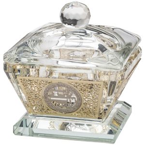 מלחייה קריסטל עם פלקטה חיתוך לייזר ומכסה 46 ס"מ