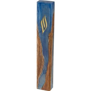 מזוזה פולימר עץ עם אפוקסי צבע כחול שמיים גודל 15