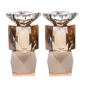 פמוטי קריסטל זהב קוביות גדולות 14.5 סמ