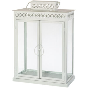 פריץ 109 בית חנוכייה מהודר מאלומיניום וזכוכית גודל 70 - 70X30X55 ס"מ - גוון לבן