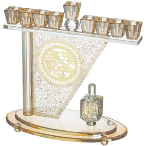 חנוכייה קריסטל מהודרת עם פלקטה ואבנים 2728 ס"מ