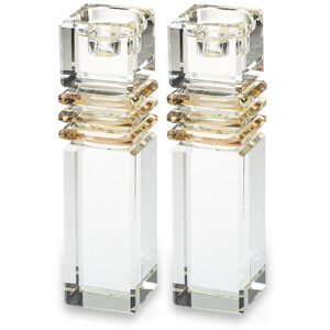 פמוטים זהב קריסטל 17 ס"מ