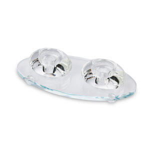 פמוטים קריסטל 4 ס"מ עם מגש קריסטל 24 ס"מ