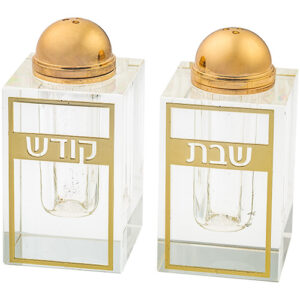 זוג מלחיות קריסטל עם פלקטה חיתוך לייזר 8x4 ס"מ